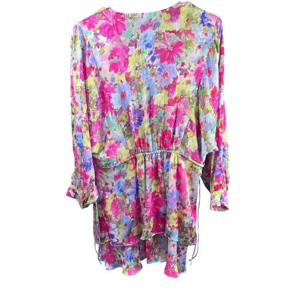 Zara Dress Womens Small Pink Floral Tiered Ruffle Long Sleeve Boho Spring Summer - Picture 8 of 10